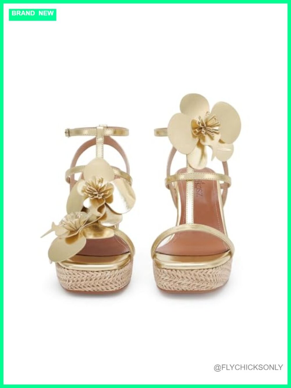 Raffia Wedge Sandals Faux Leather Floral Strappy Platform Heels